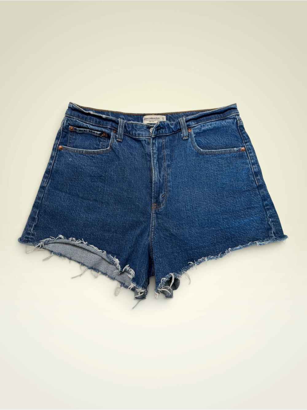 Abercrombie & Fitch Dark Blue Raw-Hem Denim Shorts